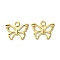 Brass Charms, Cadmium Free & Lead Free, Butterfly Charms, Real 24K Gold Plated, 6.5x8x0.5mm, Hole: 1mm