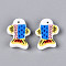 Printed Opaque Resin Beads, Fish, Colorful, 18x25x6mm, Hole: 1.4~1.5mm