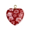 Handmade Millefiori Lampwork Heart Pendants, with 304 Stainless Steel Loop, Red, 21x18x5.5mm, Hole: 1.6mm