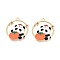 Alloy Enamel Pendants, Flat Round & Panda with Orange Charms, Light Gold, Coral, 29x25x1.5mm, Hole: 1.8mm