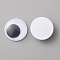 Plastic Craft Eyes Cabochons, with Self Adhesive, Doll Making Accessories, Half Round, White, 15x4.5mm