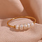 Nuggets Stainless Steel & Natural Freshwater Pearl Beads Finger Rings, Golden, Inner Diameter: 19.5~19.8mm