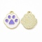 Alloy Enamel Pendants, Cat Paw Print Charm, Golden, Medium Slate Blue, 17.5x15x1mm, Hole: 1.8mm