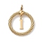 304 Stainless Steel Pendants, Twisted Flat Round with Letter, Ion Plating(IP), Real 18K Gold Plated, with Jump Rings and 201 Stainless Steel Beads, Letter I, 27x23.5~24x6mm, Hole: 3mm
