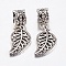 Tibetan Style Alloy Pendants, Hollow Leaf, Antique Silver, 30mm, Hole: 5.5mm