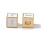 Rack Plating Brass Enamel Beads, Cadmium Free & Nickel Free & Lead Free, Real 18K Gold Plated, Cube with Letter, WhiteSmoke, Letter.Z, 6x6x6mm, Hole: 2.5mm