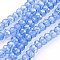 Anti-Tarnish Glass Beads Strands, Pearl Luster Plated, Crystal Suncatcher, Faceted Rondelle, Cornflower Blue, 12x8mm, Hole: 1mm, about 68~70pcs/strand, 22.83 inch~23.23 inch(58~59cm)