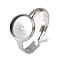 304 Stainless Steel Adjustable Ring Components, Round Pad Ring Settings, Stainless Steel Color, Tray: 10mm, 12mm, Inner Diameter: 19mm
