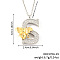 Brass Micro Pave Clear Cubic Zirconia Bee Initial Pendant Necklaces, Platinum & Golden, Letter S, 15.75 inch(40cm), pendant: 30x24mm