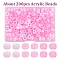 200Pcs Acrylic Beads, Two Tone, Barrel, Pearl Pink, 9x6mm, Hole: 3.7mm