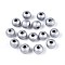 Spray Painted Round Natural Schima Wood Beads, Silver, 6~6.5x4.5~5mm, Hole: 1.6~1.8mm