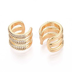 Латунные серьги-манжеты из прозрачного кубического циркония&nbsp;EJEW-T047-85G