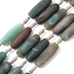 Нити из матовых натуральных зеленых ониксовых агатовых бусин&nbsp;G-P605-M02-01