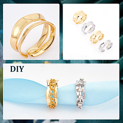 4 шт. 2 цвета латуни твист-волна открытые манжеты набор для женщин&nbsp;RJEW-NB0001-02