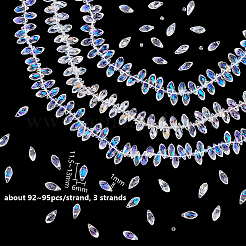 3 прядь 3 стиля гальванизированные стеклянные граненые капли бусины нити&nbsp;EGLA-GA0001-29