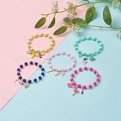 Эластичный браслет из акриловых бусин&nbsp;BJEW-JB08770