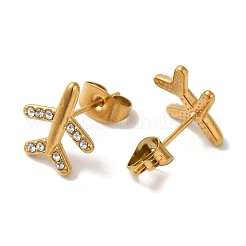 Серьги-гвоздики из нержавеющей стали 304 с кристаллами и стразами для женщин&nbsp;EJEW-C094-01E-G