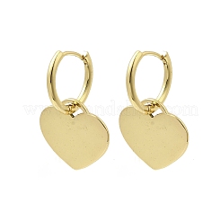 Латунные серьги-кольца в форме сердца&nbsp;EJEW-L261-022G
