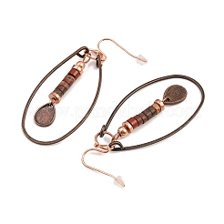 Овальные серьги-подвески из синтетической бирюзы с бусинами-рондель из сплава&nbsp;FS-WG35F5C-01