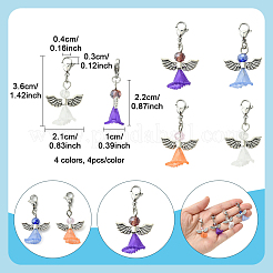 16 шт. 4-х цветные стеклянные акриловые подвески в виде ангела&nbsp;HJEW-FS00015