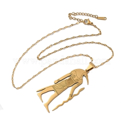 201 подвеска из нержавеющей стали с изображением древнеегипетского бога Анубиса&nbsp;NJEW-D318-06G