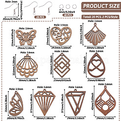 Набор для изготовления висячих сережек из орехового дерева своими руками с лазерной резкой&nbsp;DIY-TA0009-43