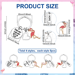 20 шт. 4 стиля подвески в форме фламинго и эмалированные подвески из сплава слов&nbsp;KEYC-PH01567