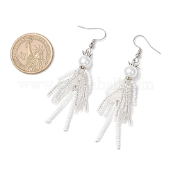 Серьги-подвески из стеклянных бусин ручной работы&nbsp;EJEW-MZ00447