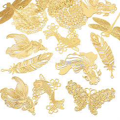 14 шт. 7 стиля латунных филигранных больших подвесок&nbsp;KKC-TA0001-06