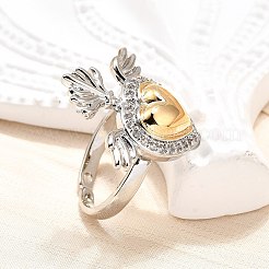 Кольца-манжеты в готическом стиле из латуни с микропаве из прозрачных кубических цирконий для женщин&nbsp;RJEW-U051-02A-GP