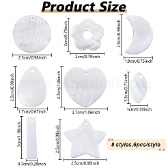 48шт 8 стиля подвески из натуральных пресноводных ракушек&nbsp;SHEL-HY0001-09