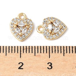 Латунные подвески в форме сердца с микропаве из прозрачных кубических цирконий&nbsp;KK-A253-02G
