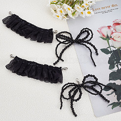 Подвески для обуви из искусственного жемчуга и полиэстеровые плиссированные подвески украшения&nbsp;HJEW-GA00018