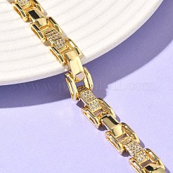 Браслет из прямоугольных звеньев цепи с прозрачным кубическим цирконием&nbsp;BJEW-G773-03G