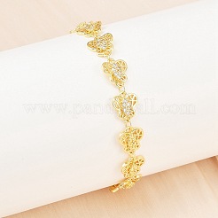 Латунные браслеты-цепочки с микропаве из прозрачных кубических цирконий для женщин&nbsp;BJEW-A090-10C-G