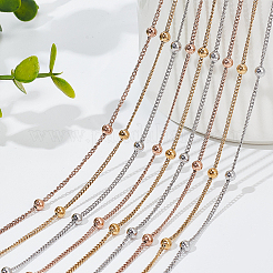 12 шт. 3 цвета 304 нержавеющая сталь спутниковые цепочки ожерелья комплект для мужчин и женщин&nbsp;NJEW-NB0001-15