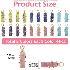 20шт 5 стиля подвески из натуральных и синтетических драгоценных камней&nbsp;PALLOY-YW00084