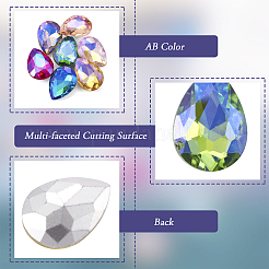 70шт 7 цвета заостренные задние стеклянные кабошоны со стразами RGLA-TA0001-06