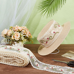 10 ярд эластичной кружевной ленты с вышивкой из полиэстера&nbsp;OCOR-NB0002-14A