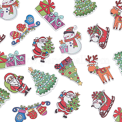 100 шт. 10 стиля рождественские 2-дырочные пуговицы из клена&nbsp;WOOD-SP0001-67