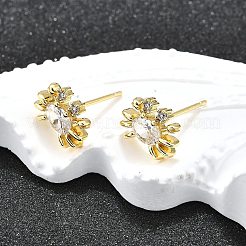 Серьги-гвоздики из циркония&nbsp;LS-EJEW-H157-03G-02