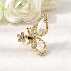 Манжеты из латуни с микро паве кубический цирконий для женщин&nbsp;RJEW-K312-02G