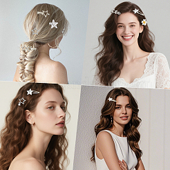 10 шт. 10 стиля: заколки-звездочки из железа и ткани с кнопками&nbsp;PHAR-CY0001-07