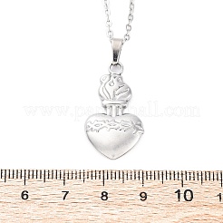 Ожерелья с подвеской из огненного шипа и священного сердца Иисуса из нержавеющей стали 304&nbsp;NJEW-M096-14P