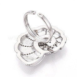 Латунные микропаве кубические цирконии регулируемые открытые манжеты кольца для женщин&nbsp;RJEW-N051-02P