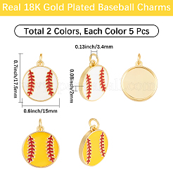 10шт 2 цвета латунные подвески с эмалью&nbsp;KK-BBC0023-15