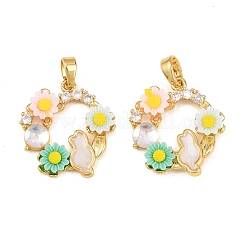 Латунные микропаве прозрачные подвески с фианитом&nbsp;KK-H262-15G