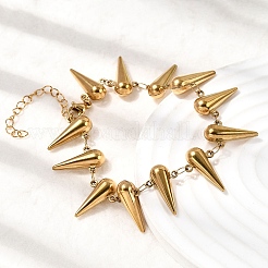 Браслеты-цепочки из нержавеющей стали 304 с шиповидными звеньями для женщин&nbsp;BJEW-G778-01G