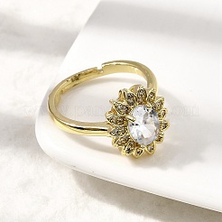 Женские кольца на палец из латуни с микропаве и кубическим цирконием&nbsp;RJEW-L130-005G