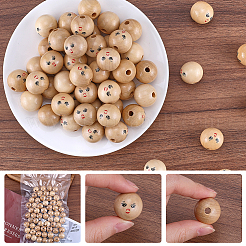 60 шт. необработанные бусины из натурального дерева&nbsp;WOOD-GF0002-21B